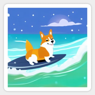 Surfing Corgi Dog Magnet
